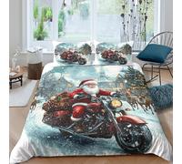 UNRXJZLVM Santa OnSet Di Copripiumino microfibra 3 Pezzi stampa di 3D con cerniera Christmas Winter copripiumino con federe traspirante ultra morbido for coppie Single（135x200cm）