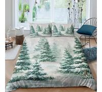 UNRXJZLVM Winter forest scenecopripiumino microfibra 3 Pezzi stampa di 3D con cerniera Painting style snowy Set Di Copripiumino con federe traspirante morbida for ragazzi Double（200x200cm）