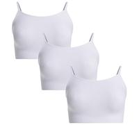 UnsichtBra Set da 3 Bustier Senza Ferretto per Donna | Confezione Multipla di Reggiseni Bralette con Spalline Sottili | Indumenti Base per Lo Sport e Lo Yoga, Top Bustier (3 x Bianco, M-L)