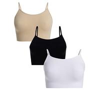 UnsichtBra Set da 3 Bustier Senza Ferretto per Donna | Confezione Multipla di Reggiseni Bralette con Spalline Sottili | Indumenti Base per Lo Sport e Lo Yoga, Top Bustier (Nero, Bianco, Beige, L-XL)