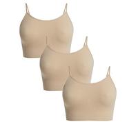 UnsichtBra Set da 3 Bustier Senza Ferretto per Donna | Confezione Multipla di Reggiseni Bralette con Spalline Sottili | Indumenti Base per Lo Sport e Lo Yoga, Top Bustier (3 x Beige, L-XL)