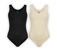 UnsichtBra Set di 2 Body per Donna | Body con Spalline comode per Donna | Intimo Confortevole, Nero Beige (Nero, Beige, L-XL)