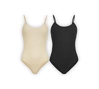 UnsichtBra Set di 2 Body per Donna | Body con Spalline Sottili per Donna | Intimo Confortevole (Nero, Beige, L-XL)