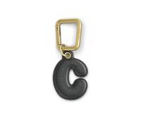 UNTAGS - Charm Lettera C - Materiale Effetto Pelle - Ciondolo per Smartphone, Portachiavi con Moschettone in Metallo Colore Oro Incluso - Nero