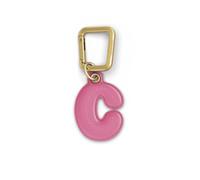UNTAGS - Charm Lettera C - Materiale Effetto Pelle - Ciondolo per Smartphone, Portachiavi con Moschettone in Metallo Colore Oro Incluso - Rosa