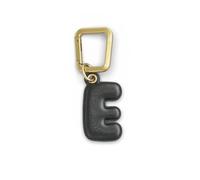 UNTAGS - Charm Lettera E - Materiale Effetto Pelle - Ciondolo per Smartphone, Portachiavi con Moschettone in Metallo Colore Oro Incluso - Nero