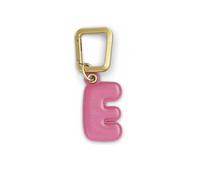 UNTAGS - Charm Lettera E - Materiale Effetto Pelle - Ciondolo per Smartphone, Portachiavi con Moschettone in Metallo Colore Oro Incluso - Rosa