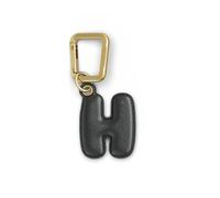 UNTAGS - Charm Lettera H - Materiale Effetto Pelle - Ciondolo per Smartphone, Portachiavi con Moschettone in Metallo Colore Oro Incluso - Nero