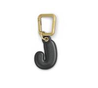 UNTAGS - Charm Lettera J - Materiale Effetto Pelle - Ciondolo per Smartphone, Portachiavi con Moschettone in Metallo Colore Oro Incluso - Nero