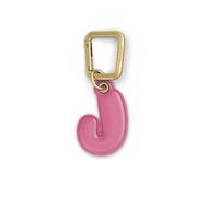 UNTAGS - Charm Lettera J - Materiale Effetto Pelle - Ciondolo per Smartphone, Portachiavi con Moschettone in Metallo Colore Oro Incluso - Rosa