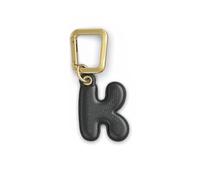 UNTAGS - Charm Lettera K - Materiale Effetto Pelle - Ciondolo per Smartphone, Portachiavi con Moschettone in Metallo Colore Oro Incluso - Nero
