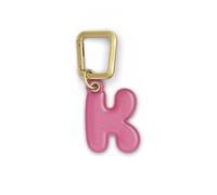 UNTAGS - Charm Lettera K - Materiale Effetto Pelle - Ciondolo per Smartphone, Portachiavi con Moschettone in Metallo Colore Oro Incluso - Rosa