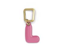 UNTAGS - Charm Lettera L - Materiale Effetto Pelle - Ciondolo per Smartphone, Portachiavi con Moschettone in Metallo Colore Oro Incluso - Rosa