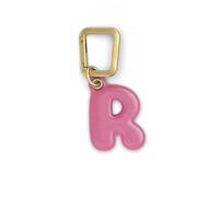 UNTAGS - Charm Lettera R - Materiale Effetto Pelle - Ciondolo per Smartphone, Portachiavi con Moschettone in Metallo Colore Oro Incluso - Rosa