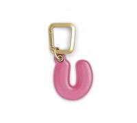 UNTAGS - Charm Lettera U - Materiale Effetto Pelle - Ciondolo per Smartphone, Portachiavi con Moschettone in Metallo Colore Oro Incluso - Rosa
