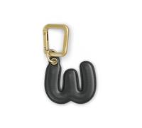 UNTAGS - Charm Lettera W - Materiale Effetto Pelle - Ciondolo per Smartphone, Portachiavi con Moschettone in Metallo Colore Oro Incluso - Nero