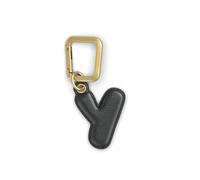 UNTAGS - Charm Lettera Y - Materiale Effetto Pelle - Ciondolo per Smartphone, Portachiavi con Moschettone in Metallo Colore Oro Incluso - Nero