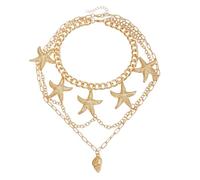 UNTERING 2pc Intricato Sea Star Conch Design Collana Leggero Pezzo Dei Monili Per Le Vacanze Al Mare Abbigliamento Casual Accessorio Conch Gioielli, Misura unica, come descritto, come descritto