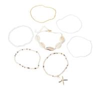UNTERING 7Pcs Handmade Wristchain Sea Star E Shell Perline Braccialetti Etnici Stili Handchain Monili Per Spiaggia Fatti A Mano Beach