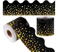 UNTERING Bordo adesivo da parete a pois in lamina nera e oro, 18 m, per lavagna, decorazione per feste in classe, grafico comportamentale