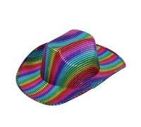 UNTERING Cappelli da cowboy glitterati Panama Rainbow Cappello Per Discoteca House Cocktail Feste Vacanza Scintillante Glittered Per Attore Comico Cappelli Cowboy