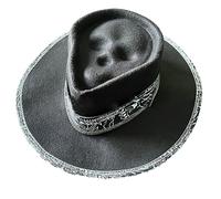 UNTERING Cappello da cowgirl leggero da donna, da uomo, con teschio e morte, cappello da cowboy, per feste di Halloween, antivento, teschio da cowboy, da donna, in paglia nera con teschio