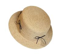 UNTERING Cappello da sole in paglia intrecciato a mano per donna Lady Sunproof Girl Fashion Headdress Photography Beach Headwear Cappello di paglia, Nero , Taglia unica