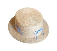 UNTERING Cappello da sole in paglia intrecciato a mano per donna Lady Sunproof Girl Fashion Headdress Photography Beach Headwear Cappello di paglia, Blu, Taglia unica