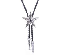 UNTERING Cravatta da cowboy, stile western, vintage, con stelle, da cowboy, colore: turchese, Thai argento nero, Taglia unica
