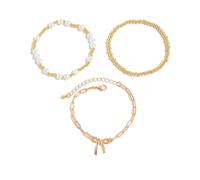 UNTERING Elegante Bowknot Imitazione Perle Catena Della Mano Regolabile Per Le Donne Accessori Dei Monili di Moda Regalo, Misura unica, come descritto