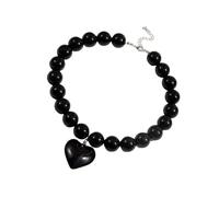 UNTERING Elegante collana con perline a forma di cuore grande che simboleggia l'amore e la raffinatezza per la moda delle donne in avanti gioielli alla moda, Misura unica, come descritto, come