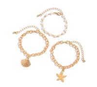 UNTERING Nappe regolabili Disegni Stelle Marine Shell Perle Collana Set Stili Gioielli Per Le Donne Spiaggia Vacanza Spiaggia Gioielli, Misura unica, come descritto, come descritto