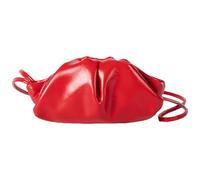 UNTERING Pochette da donna, in morbida pelle, alla moda, per ravioli, con tasche increspate, borsa a tracolla, borsa a tracolla, Rosso, 7x2x16cm/2.75x0.78x6.29in