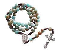 UNTERING Rosario religioso con croce e rosario cattolico con cinque rui, gioiello religioso per donne e uomini