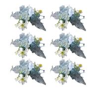 UNTERING Set di 6 spille da bavero a forma di fiore di seta blu, eleganti e di seta, per damigelle d'onore e sposi