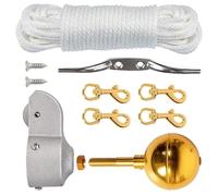 UNTERING Set di accessori per asta per bandiera resistente con puleggia in nylon per camion da 5,6 cm con sfera anodizzata da 3 pollici per bandiere da esterno da 1,6-2 pollici Set di parti hardware