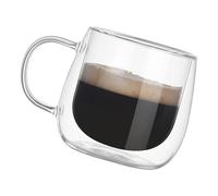 UNTERING Tazza da caffè in vetro a doppio strato da 250 ml con manico per bevande calde e fredde Tazza trasparente Decorazione domestica Tazze da caffè isolate