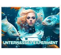 Unterwasser Experiment (Wandkalender 2026 DIN A2 quer), CALVENDO Monatskalender: Die Fische-Frau wird in der Lage sein, unter Wasser zu gehen und die ... Unterwasserwelten aus der KI erschaffen.