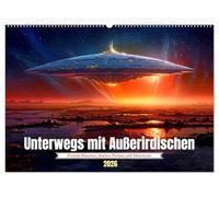 Unterwegs mit Außerirdischen (Wandkalender 2026 DIN A2 quer), CALVENDO Monatskalender: Reise durch das Universum zu Abenteuern auf fremden Planeten