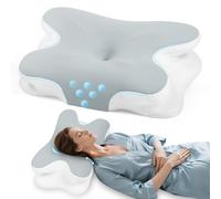 Untimaty Cuscino cervicale - Cuscino ortopedico in memory foam, cuscino ergonomico contro il dolore al collo per chi dorme sul fianco, schiena e addormentato con rivestimento in seta di ghiaccio