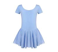 Untlet Abbigliamento da Balletto per Ragazze Abito a Maniche Corte con Gonna in Chiffon Tutù Body in Cotone per Bambini Blu