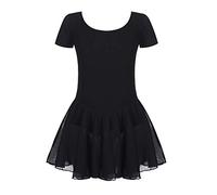 untlet Abbigliamento da Balletto Vestito da Balletto a Maniche Corte per Bambini Vestito da Balletto per Ragazze Vestito da Balletto Body da Balletto in Cotone Body con tutù da Balletto Nero