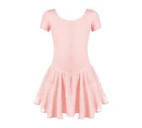 untlet Abito da Ballo Classico per Ragazze Abito da Balletto a Maniche Corte Abbigliamento da Balletto per Bambini Abito da Ballo in Cotone Body da Ballo con Gonna Glitter tutù Rosa