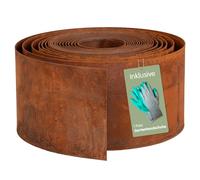 UNUS Bordo per prato, in acciaio corten, liscio, 10 m x 10 cm, flessibile, effetto ruggine, per aiuole, prati e sentieri