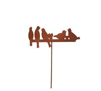 UNUS Decorazione da giardino ruggine cinque uccelli