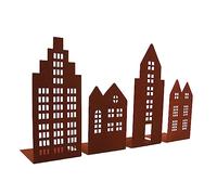 UNUS Home Deko Häuser Metall, Portacandele Teelichthalter Lichthaus, Supporti per Libri, Gartenstecker per Balcone, Set di 4