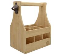 UNUS Home portabottiglie in legno per 6 bottiglie, con apribottiglie | Borsa da uomo in bambù birra, idea regalo uomini, compleanno, festa del papà
