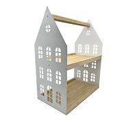 UNUS Portaoggetti da Casa a 2 Ripiani con Maniglia, Vassoio in Legno di Bambù, Vassoio di Servizio in Legno, Vassoio in Bambù, Metallo Bianco