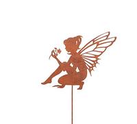 UNUS RM-Design Elfo seduto in zinco piccolo decorazione da giardino effetto ruggine paletto da giardino in ruggine decorazione ruggine per giardino terrazza balcone vaso di fiori