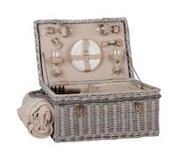 UNUS Set da picnic per 4 persone, con cestino da picnic, coperta da picnic, posate e stoviglie